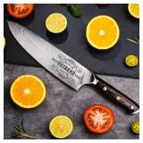 APPEARS NEW - Mkeevee 8 inch Professional German Stainless Steel Chef Knife, Engraved Best Husband Ever Knife Gift, Christmas Anniversary Birthday Gifts for Men Husband.