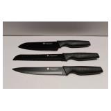 APPEARS NEW - LeeLou Kitchen 3-Piece Premium Knife Set, Stainless Steel Chef Knives. Essential Blades for All Cooking Needs.