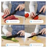 APPEARS NEW - LeeLou Kitchen 3-Piece Premium Knife Set, Stainless Steel Chef Knives. Essential Blades for All Cooking Needs.