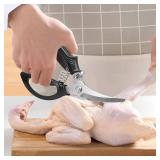 Brigii Poultry Shears, Stainless Steel Heavy Duty Kitchen Scissors with Spring Loaded Multi-Purpose Kitchen Scissors for Cutting, Seafood, Meat, Bone, Vegetable, Poultry