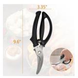Brigii Poultry Shears, Stainless Steel Heavy Duty Kitchen Scissors with Spring Loaded Multi-Purpose Kitchen Scissors for Cutting, Seafood, Meat, Bone, Vegetable, Poultry