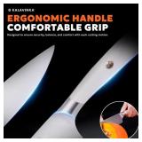 APPEARS NEW - KALAVINKA Professional Chef Knife 8 Inch, German Steel for Slicing and Chopping, Rust-Resistant Kitchen Knife with Bonus Paring Knife, Summer Entertaining (SAMJNA)