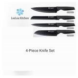 APPEARS NEW - LeeLou Kitchen 4-Piece Premium Knife Set, Stainless Steel Chef Knives.Essential Blades for All Cooking Needs.