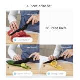 APPEARS NEW - LeeLou Kitchen 4-Piece Premium Knife Set, Stainless Steel Chef Knives.Essential Blades for All Cooking Needs.