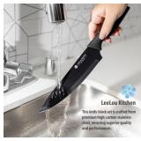 APPEARS NEW - LeeLou Kitchen 5-Piece Premium Knife Set, Stainless Steel Chef Knive & Essential Blades for All Cooking Needs. Set does not include utility scissors or knife block, see photos.