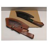 APPEARS NEW - Handmade Damascus Steel Full Tang Cleaver Knife - Butcher Knife - Meat Cleaver Knife - Bushcraft Knife - Fixed Blade Knife with Ergonomic Handle & Real Leather Sheath