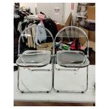 2 Units  - Modern Metal Acrylic Dorm Folding Chair Chrome - Room Essentials - Retail: $100