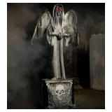 Haunted Hill Farm Lifesize Animatronic Haunted Angel Statue with Lights and Sound, Halloween - Retail: $88