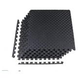 Balancefrom Fitness 72 Sq Ft Interlocking EVA Foam Exercise Mat Tiles Black- Retail: $99