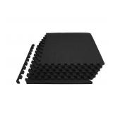 BalanceFrom Extra Thick Puzzle Exercise Mat with EVA Foam Interlocking Tiles for MMA, Exercise, Gymnastics, and Home Gym Protective Flooring in Black - Retail: $100