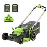 Greenworks 60V 25  Self-Propelled Lawn Mower with (2) 4.0 Ah Batteries & Rapid Charger 2546002 - Retail: $600