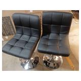 Adjustable Bar Stools Set of 2, Modern Swivel PU Leather Bar Chair with Backrest, Soft Cushioned Seat, Footrest, Sturdy Metal Frame, Comfortable Barstools for Kitchen Island, Pub, Black - Retail: $120