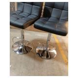 Adjustable Bar Stools Set of 2, Modern Swivel PU Leather Bar Chair with Backrest, Soft Cushioned Seat, Footrest, Sturdy Metal Frame, Comfortable Barstools for Kitchen Island, Pub, Black - Retail: $120