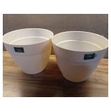 Pack of 2, Jacinto Recycled Plastic Planter, 15 inch Opening Diameter, Cream Color