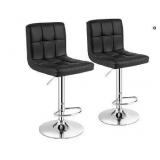 Adjustable Bar Stools Set of 2, Modern Swivel PU Leather Bar Chair with Backrest, Soft Cushioned Seat, Footrest, Sturdy Metal Frame, Comfortable Barstools for Kitchen Island, Pub, Black - Retail: $120