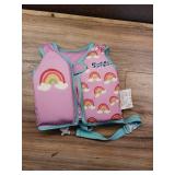 Puddle Jumper AquaStar Fabric Toddler Swim Vest - Rainbow, Up to 40lbs (18kg) Weight Capacity