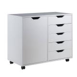 Winsome Halifax Cabinet with 5 Drawer & 1 Side Cabinet White: Modern Office Furniture, Wood Composite Printer Stand - Retail: $120