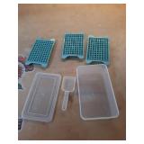 Mini Ice Cube Tray for Freezer: FDDBI Small Ice Trays for Freezer with Bin -  Easy Release Nugget Ice Tray - Crushed Ice Tray with Container (Missing one Piece) - Retail: $13