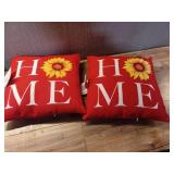 Mainstays 2-pack Home Sunflower Reversible Outdoor Throw Pillow, 16 inch, Red