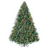Retails for $140! ININ 8FT Prelit Christmas Spruce Artificial Tree with Led Lights, Lighted Christmas Tree Hinged Full Xmas Tree for Home Party Decoration,750 LED Lights,2168 Branch Tips, Metal Hinges