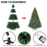 Retails for $140! ININ 8FT Prelit Christmas Spruce Artificial Tree with Led Lights, Lighted Christmas Tree Hinged Full Xmas Tree for Home Party Decoration,750 LED Lights,2168 Branch Tips, Metal Hinges