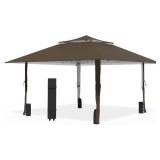 Favofamilie 13x13 FT Pop Up Canopy, Instant Setup Gazebo with Wheeled Carry Bag, 4 Sandbags & 4 Ropes, UV-Resistant Top, Heavy Duty Outdoor Shelter for Backyard Camping Events, Brown