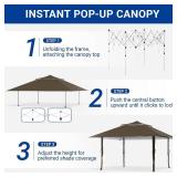 Favofamilie 13x13 FT Pop Up Canopy, Instant Setup Gazebo with Wheeled Carry Bag, 4 Sandbags & 4 Ropes, UV-Resistant Top, Heavy Duty Outdoor Shelter for Backyard Camping Events, Brown