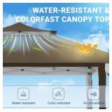 Favofamilie 13x13 FT Pop Up Canopy, Instant Setup Gazebo with Wheeled Carry Bag, 4 Sandbags & 4 Ropes, UV-Resistant Top, Heavy Duty Outdoor Shelter for Backyard Camping Events, Brown