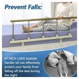 Bed Rail Guard Side Rails for Elderly Adults Seniors Assist Safety Handle Bedside Grab Bar Handicap Bed Railings Cane Care Equipment Home Medical Folding Handles (47x14 INCH, 1PCS)