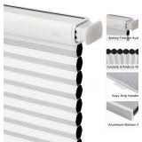 Joydeco No Tools No Drill Window Blinds for Indoor Windows, Blackout Shades Cellular Shades Cordless, No Drill Blinds for Windows, Window Shades for Home, Bedrooms, Doors (White, 30" W x 64" H)