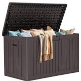 Retails for $210! YITAHOME 180 Gallon Extra Large Deck Box, Double-Wall Resin Outdoor Storage Box with Flexible Divider for Patio Cushions Pool Supplies Garden Tools, 990 lbs Load Capacity, Lockable (