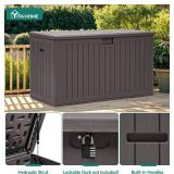 Retails for $210! YITAHOME 180 Gallon Extra Large Deck Box, Double-Wall Resin Outdoor Storage Box with Flexible Divider for Patio Cushions Pool Supplies Garden Tools, 990 lbs Load Capacity, Lockable (