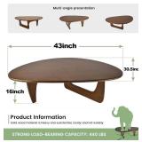 Retails for $144! Solid Wooden Modern Triangle Coffee Table: Unique Funky Coffee Tables for Living Room, Oval Mid-Century Irregular Abstract Tea Tables for Patio Office Balcony Bedroom (Walnut, 43" L 