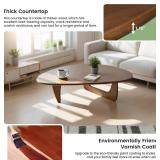 Retails for $144! Solid Wooden Modern Triangle Coffee Table: Unique Funky Coffee Tables for Living Room, Oval Mid-Century Irregular Abstract Tea Tables for Patio Office Balcony Bedroom (Walnut, 43" L 
