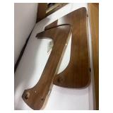 Retails for $144! Solid Wooden Modern Triangle Coffee Table: Unique Funky Coffee Tables for Living Room, Oval Mid-Century Irregular Abstract Tea Tables for Patio Office Balcony Bedroom (Walnut, 43" L 