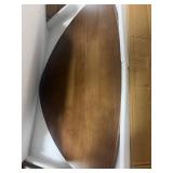 Retails for $144! Solid Wooden Modern Triangle Coffee Table: Unique Funky Coffee Tables for Living Room, Oval Mid-Century Irregular Abstract Tea Tables for Patio Office Balcony Bedroom (Walnut, 43" L 