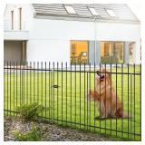 Retails for $116! Metal Garden Fence with Gate 42 in H x 11.5 ft L, 1 Gate + 4 Panels Border Fence Panels Animal Barrier for Dogs, No Dig Garden Fencing for Yard Patio Flower Bed Lawn Outdoor, Black