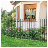 Retails for $116! Metal Garden Fence with Gate 42 in H x 11.5 ft L, 1 Gate + 4 Panels Border Fence Panels Animal Barrier for Dogs, No Dig Garden Fencing for Yard Patio Flower Bed Lawn Outdoor, Black