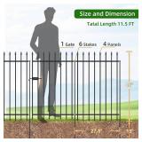 Retails for $116! Metal Garden Fence with Gate 42 in H x 11.5 ft L, 1 Gate + 4 Panels Border Fence Panels Animal Barrier for Dogs, No Dig Garden Fencing for Yard Patio Flower Bed Lawn Outdoor, Black