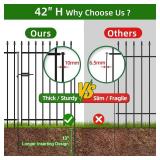 Retails for $116! Metal Garden Fence with Gate 42 in H x 11.5 ft L, 1 Gate + 4 Panels Border Fence Panels Animal Barrier for Dogs, No Dig Garden Fencing for Yard Patio Flower Bed Lawn Outdoor, Black