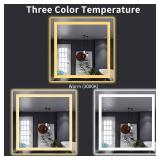 Retails for $163! LOAAO 32x32 Inch LED Bathroom Mirror with Lights, Anti-Fog Dimmable Backlit + Front Lighting, Lighted Bathroom Vanity Mirror for Wall, Memory Function, Glass