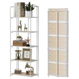Retails for $140! Crofy No Assembly Folding Bookshelf for Living Room, 5 Tier White Collapsible Book Shelf for Home Office, Portable Bookcase Storage Organizer