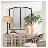 Retails for $135! 36 Inch Arched Window Mirror, Matte Black Metal Frame Decorative Mirror, Grid Wall Mirrors for Living Room, Bedroom, Entryway