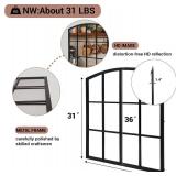 Retails for $135! 36 Inch Arched Window Mirror, Matte Black Metal Frame Decorative Mirror, Grid Wall Mirrors for Living Room, Bedroom, Entryway
