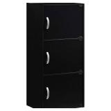 Hodedah Import 3-Shelf, Foldable Multi-Purpose Bookcase from Recycled Material, Stylish Storage with 40.6x30.4x91.4cm Dimension, Maximum Weight 10 Pounds, Black