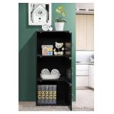 Hodedah Import 3-Shelf, Foldable Multi-Purpose Bookcase from Recycled Material, Stylish Storage with 40.6x30.4x91.4cm Dimension, Maximum Weight 10 Pounds, Black