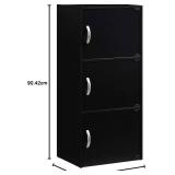 Hodedah Import 3-Shelf, Foldable Multi-Purpose Bookcase from Recycled Material, Stylish Storage with 40.6x30.4x91.4cm Dimension, Maximum Weight 10 Pounds, Black