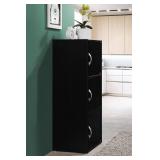 Hodedah Import 3-Shelf, Foldable Multi-Purpose Bookcase from Recycled Material, Stylish Storage with 40.6x30.4x91.4cm Dimension, Maximum Weight 10 Pounds, Black