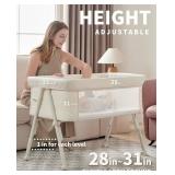 AirClub Bassinet Bedside Sleeper, Baby Crib for Newborn, Baby Bassinets Bedside Sleeper with 4 Auto-Lock & Adjustable Height, Breathable Mesh & Mattress, Bedside Bassinet