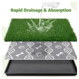 LOOBANI Large Dog Grass Pad with Tray - 35x23in Dog Litter Box with 2 Artificial Grass Patch + 2 Washable Pee Pads - Potty Tray for Balcony Apartment Indoor Outddor Use
